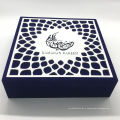 Синяя бархатная деревянная коробка для дат лазерного логотипа